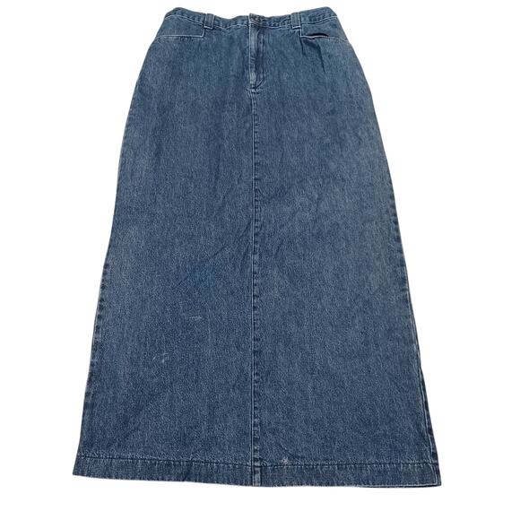 Lee Casuals Vintage Dark Denim Maxi Slit Skirt Pockets 14 Long‎ - Picture 1 of 8